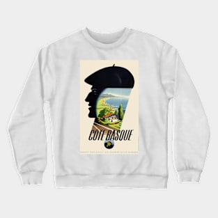 Côte Basque France Vintage Travel Poster Crewneck Sweatshirt